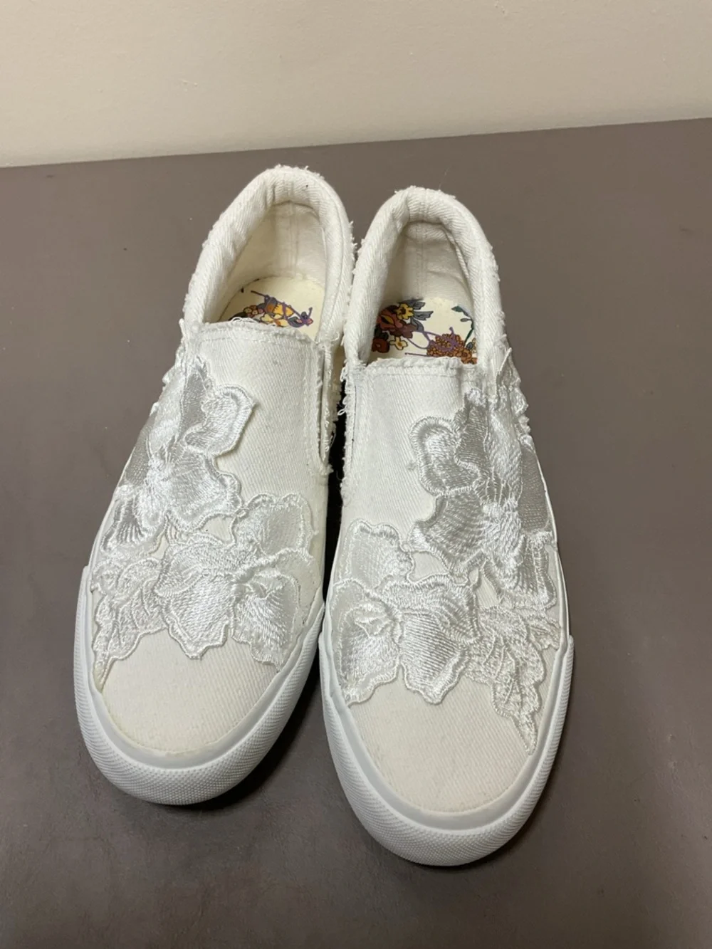 Blowfish White Slip-On Sneakers with Floral Lace Applique - Picture 7 of 7